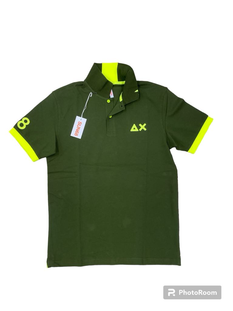 SUN68 polo uomo manica corta dettagli fluo logo grande LOGO FLUO A34122 Argentina Mode